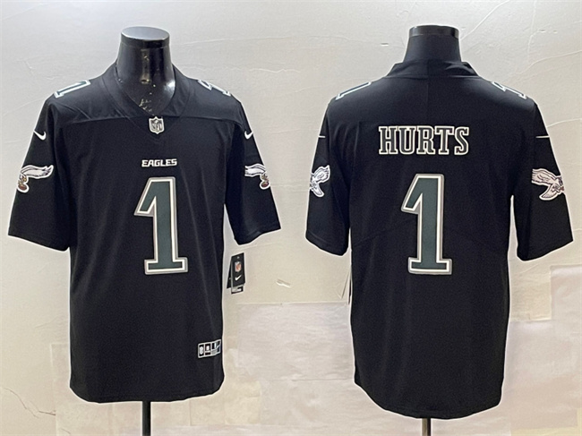 Men's Black Philadelphia Eagles #1 Jalen Hurts Fashion New Vapor Untouchable Limited Stitched Football Jersey